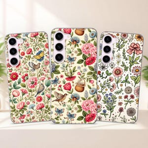 Floral Phone Case fits Samsung S25 S24 FE S23 Plus S22 S21 S20 FE fit Samsung A55 A54 A53 A36 A35 A34 A16 A15 A14 A26 A56
