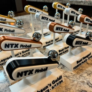 Custom Pinball Trophy – Personalized Pinball Flipper Award for Tournaments and Leagues / Arcade Competition Prize / Unique Pinball Gift