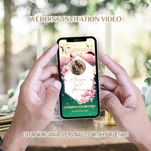 Sakura Wedding Invitation Video Cherry Blossom Digital Wedding Invite Animated Custom Editable Template