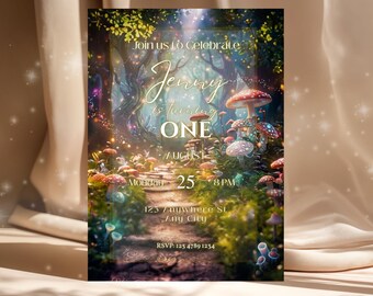 Custom Enchanted Forest Birthday Printable Invitation Fairy Garden Enchanted Forest Birthday Invite for Girls Fairy Birthday First Birthday