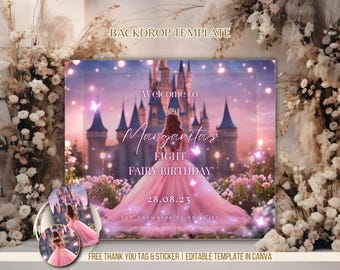 Princess 16th Birthday Backdrop: Enchanted Forest Quinceañera (Printable)
