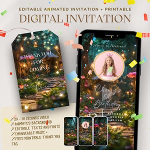 Enchanted Forest Birthday Invitation Video: Animated Fairy Garden Party (Digital Invite)