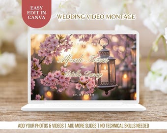 Animated Memories Photo Slideshow Custom Video for Wedding Cherry Blossom Wedding Video Montage Anniversary Editable Wedding Photo Slideshow