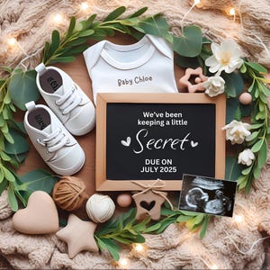 Digital Pregnancy Announcement Post Editable Gender Neutral Baby Announcement for Social Media Boho Baby Birth Gender Pregnancy Reveal