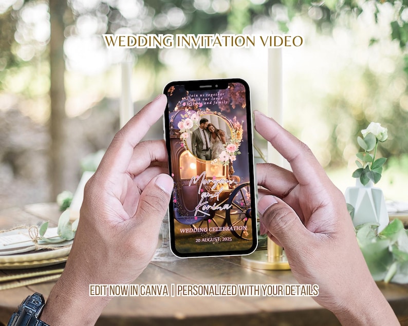 Animated Wedding Invitation Video Magical Fairytale Wedding Digital Invite Template Custom Electronic Wedding Video Invitation