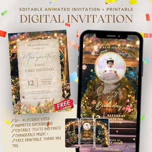 Animated Enchanted Forest Birthday Invitation Video: Editable Fairy Garden Theme (Digital Invite)