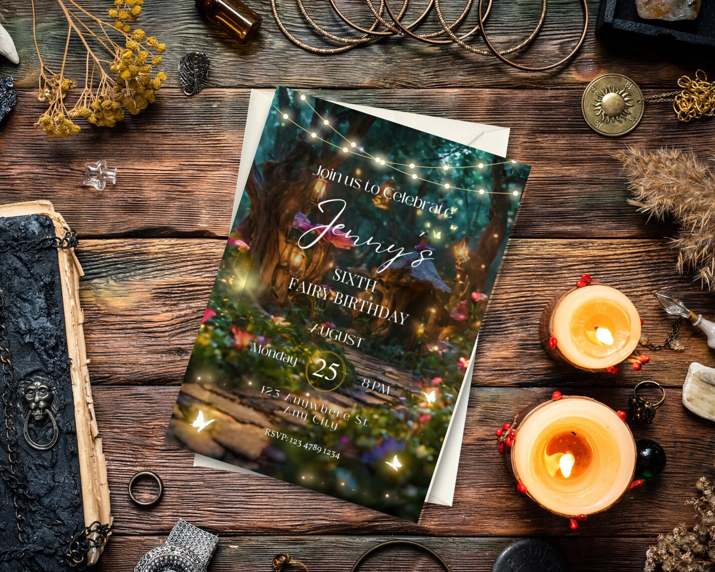 Forest Rave Invite Custom Magical Forest Birthday Printable Invitation Fairy Garden ...