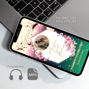 Sakura Flowers Wedding Invitation Video Cherry Blossom Custom Digital Invite Editable Animated Wedding Template
