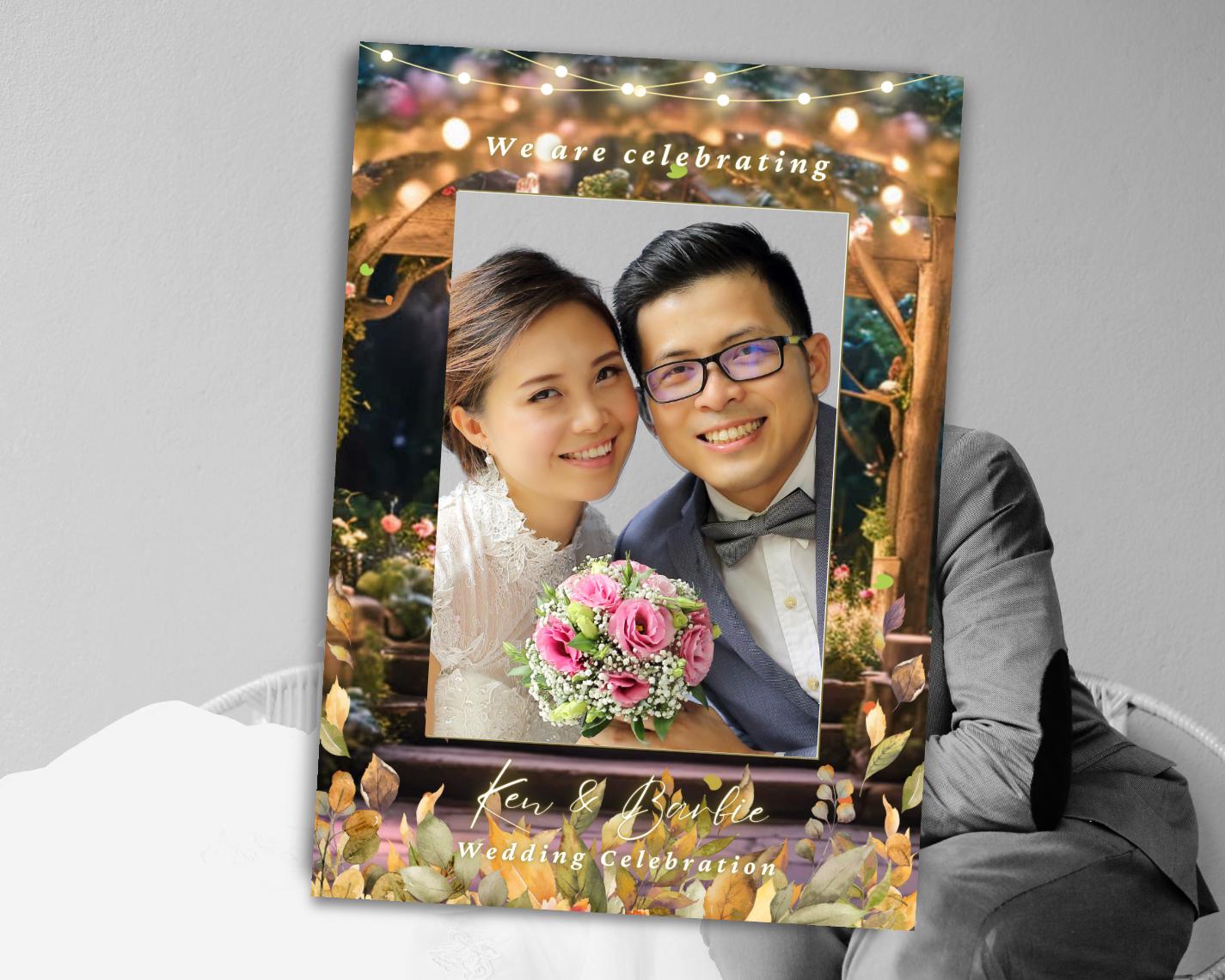 Wedding Photo Prop Frame Enchanted Forest Photo Booth Frame Template Fairy Birthday Selfie Frame Editable Magical Wedding Party Photo Booth