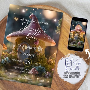 Custom Enchanted Mushroom House  Birthday Printable Invitation Enchanted Forest Editable Template Birthday Invite for Girls Enchanted Fairy