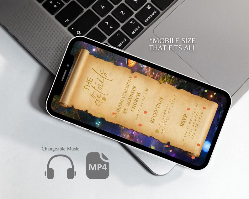Electronic Wedding Invitation Video Enchanted Mushroom Fantasyland Digital Wedding Video Custom Animated Wedding Invite