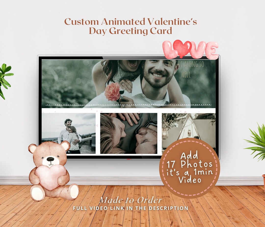 Custom Animated Valentine's Day Greeting Card Personalised Video Love ...