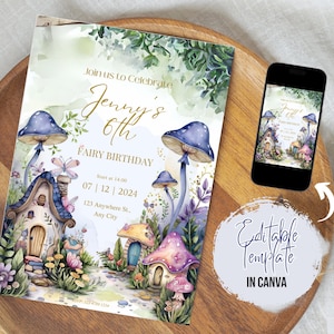 Boho Wildflower Mushroom Fairy Invitation Printable Fairy Birthday Party Invitation Enchanted Forest Invitation Princess Fairy Garden Invite
