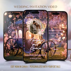 Fairytale Wedding Video Invitation Animated Digital Invite Template Custom Electronic Wedding Invitation for a Magical Celebration