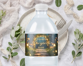 Enchanted Forest Water Bottle Editable Template Fairy Birthday Party Bottle Label Enchanted Forest Party Decor for girls Fairy Princess