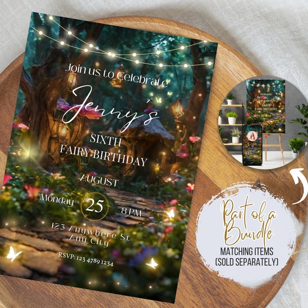 Custom Magical Forest Birthday Printable Invitation Fairy Garden Enchanted Forest Editable Template Birthday Invite for Girls Fairy Birthday