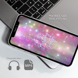 Neon Sparkling Glitter Personalized Digital Video Invitation Editable Template