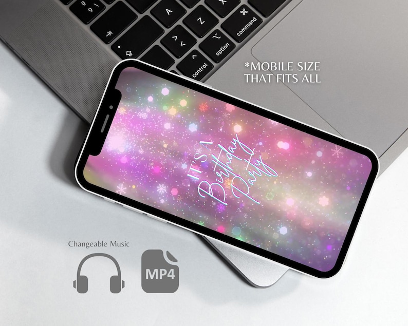 Neon Sparkling Glitter Personalized Digital Video Invitation Editable Template