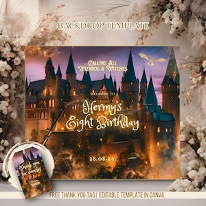 Wizard Birthday Party Backdrop Custom Witches and Wizard Theme Photo Background for Magical Birthday Party Decor Wizard Backdrop Template