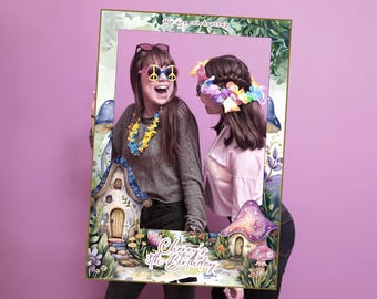 Boho Wildflower Birthday Photo Booth Frame: Enchanted Forest Selfie Prop (Printable Template)