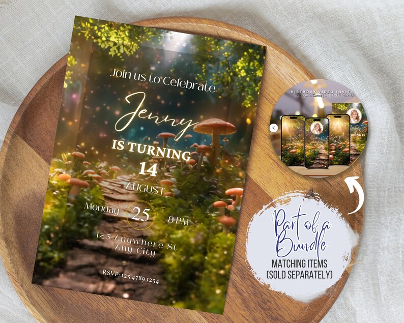 Forest Rave Invite Custom Magical Forest Birthday Printable Invitation Fairy Garden ...