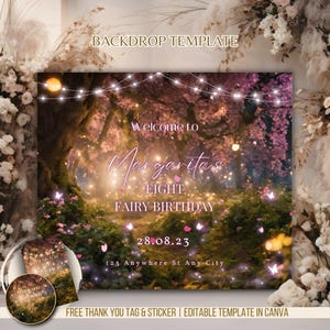 Rosa Feenland Geburtstag Hintergrund Druckbare Fantasyland Magische Geburtstag Hintergrund Verzauberten Wald Party Dekor Märchen-Party Hintergrund