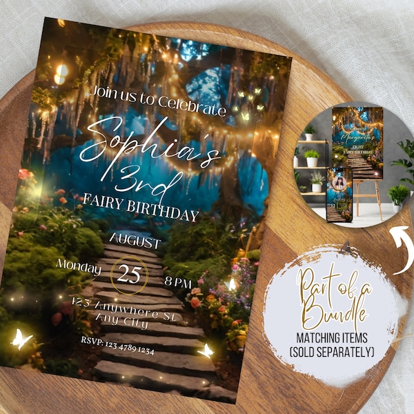 Custom Magical Forest Birthday Printable Invitation Fairy Land Enchanted Forest Editable Template Birthday Invite for Girls Fairy Birthday