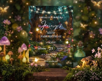 Enchanted Forest Birthday Printable Invitation Fairy Garden First Birthday Invitation Editable Template Fairy Party Invite