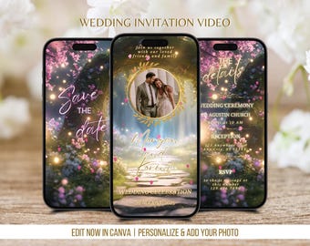 Enchanted Forest Wedding Invitation Video: Custom Digital Save the Date (Digital Download)