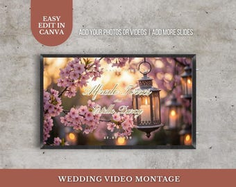 Animated Memories Photo Slideshow Custom Video for Wedding Cherry Blossom Wedding Video Montage Anniversary Editable Wedding Photo Slideshow