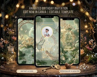 Enchanted Forest Fairy Pink Mushroom House Animated Birthday Invitation Princess Birthday Party Invitation Video Fairy Princess 1st Birthday