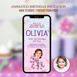 Unicorn animated invitation unicorn birthday video invitation magical rainbow party invite unicorn birthday invitation pastel unicorn party