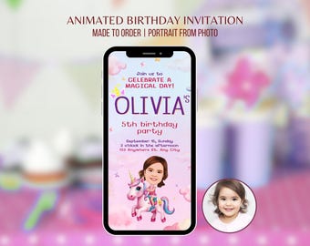 Unicorn Birthday Video Invitation: Animated Rainbow Party Invite