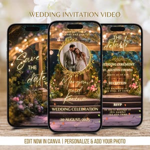 Animierte Hochzeitseinladung Video Verzauberte Wald Benutzerdefinierte Digitale Hochzeitseinladung Bearbeitbare Vorlage Elektronische Hochzeitsvideoeinladung