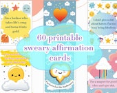 Printable Sweary Affirmation Cards, Digital Affirmation Cards, Positive cards, Self love cards, Mental Health Cards, Sarcastic quirky cards