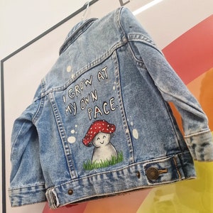 Kids denim customised jacket, handpainted and unique!
