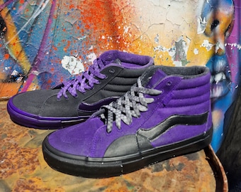 Purple and white high top vans sales