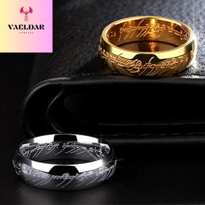 Gegraveerde bandring, LOTR barbaarse manring, handgemaakte sieraden voor mannen en vrouwen, Goth Promise-ring, voor geliefde, verlovingsring, gothic sieraden