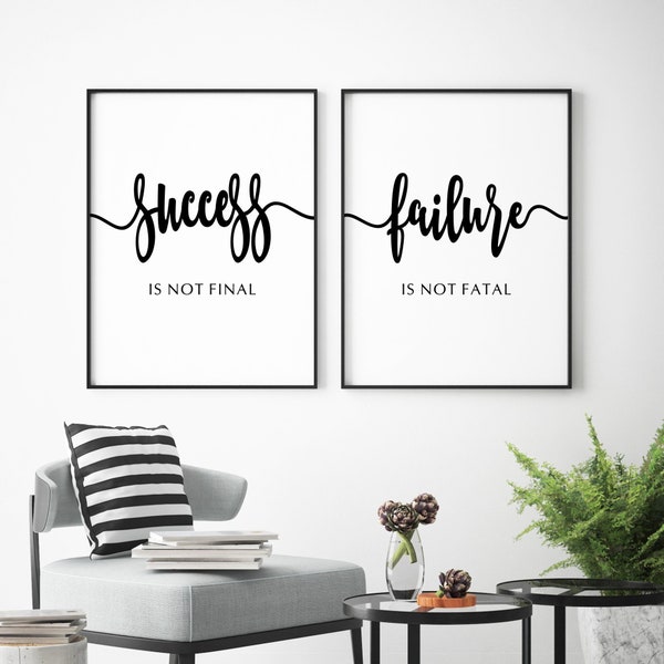 Office Wall Art, Winston Churchill Quote Print, Success Is Not Final, Failure Is Not Fatal, Printable Office Art, Success Printable Quote