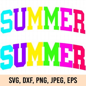 Neon summer png, Neon summer svg, Vacation png, Varsity summer design, Beach png, Sun png, Beach vacation png, Colorful summertime png svg