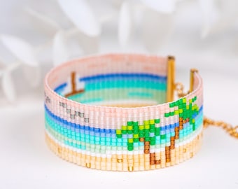 Beachfront Blıss Beaded Loom Bracelet PDF pattern for Miyuki delica 11/0, DD - 005