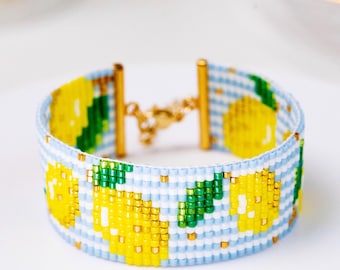 PDF-mönster för armband med citronpärlor och vävstol för Miyuki delica 11/0, DD - 029