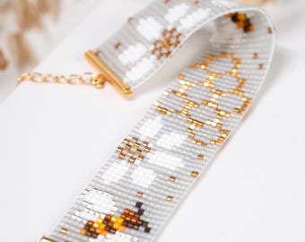 Bee Beaded Loom Bracelet PDF pattern for Miyuki delica 11/0, DD - 020