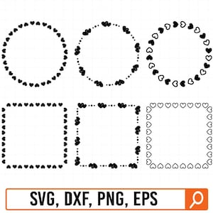 Heart frame svg, Heart frame bundle, Heart border png, Heart dxf, Circle monogram frame svg, Heart svg, Frame svg files, Commercial use