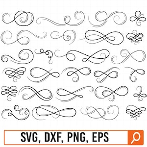 Pakiet Swirl, Swirl dxf, Flourish svg, Swoosh svg, Swoosh dxf, Swirl png, Swirl eps, Swirl svg, Stroke svg, Ornaments svg, Decorative svg