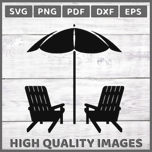 beach chair svg, summer umbrella svg, vacation clipart, relaxing beach svg, cricut silhouette files, png dxf eps pdf