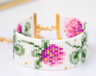Clover Beaded Loom Bracelet PDF pattern for Miyuki delica 11/0, DD - 025