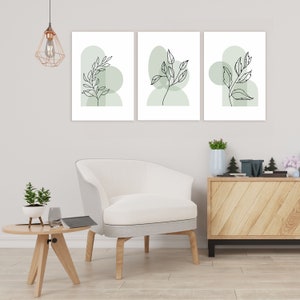 Abstract Flower Line Art Prints, Set of 3 Minimal Floral Line Drawing, Beige Neutral PRINTABLE Wall Art, Botanical Wall Art, Home Decor