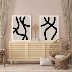 Gray Black Wall Art, Minimalist Black Lines Art, Abstract Line Art, Black Beige Art, Line Artwork Printable, Modern Home Decor, Printable