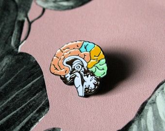 Pin de arte cerebral anatómico. Pin decorativo de regalo para estudiante de medicina, enfermera, cirujano, profesor de ciencias. Anatomía del cerebro humano, tomografía computarizada.